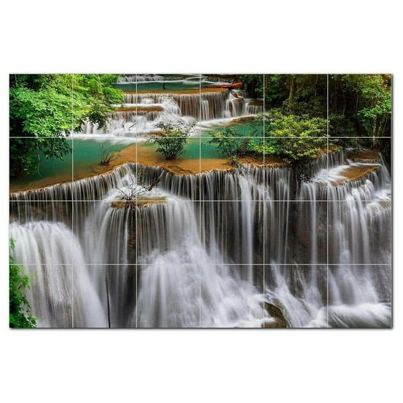 Waterfalls Ceramic Tile Mural Kitchen Backsplash Bathroom Shower, 401781-L64