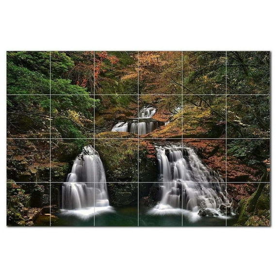 Waterfalls Ceramic Tile Mural Kitchen Backsplash Bathroom Shower, 401786-L64