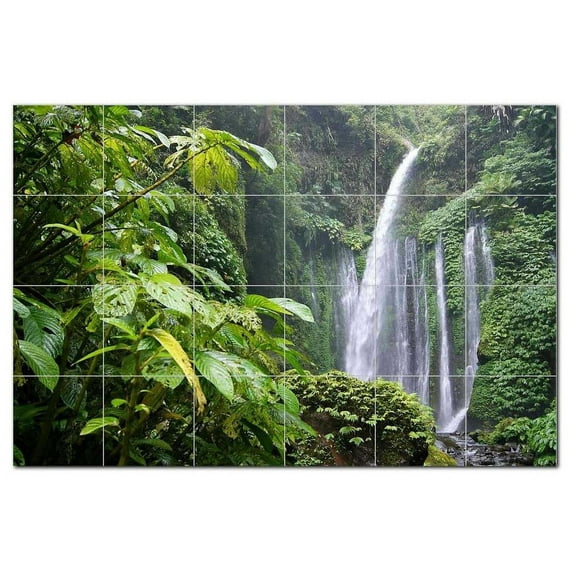 Waterfalls Ceramic Tile Mural Kitchen Backsplash Bathroom Shower, 401795-XL64