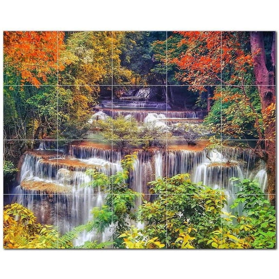 Waterfalls Ceramic Tile Mural Kitchen Backsplash Bathroom Shower, 401801-M54