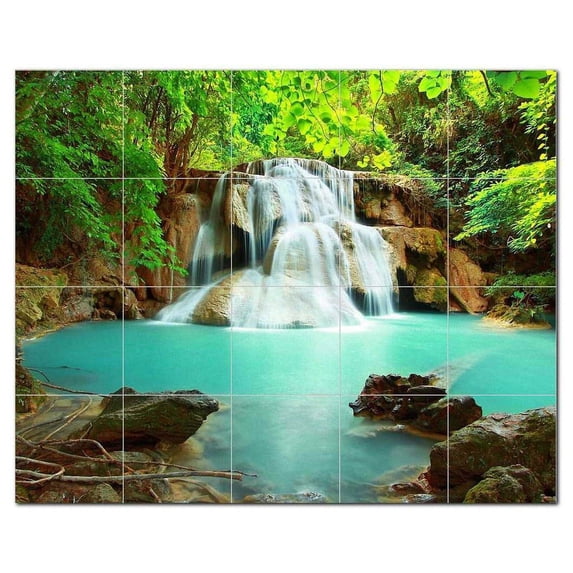 Waterfalls Ceramic Tile Mural Kitchen Backsplash Bathroom Shower, 401816-XL54