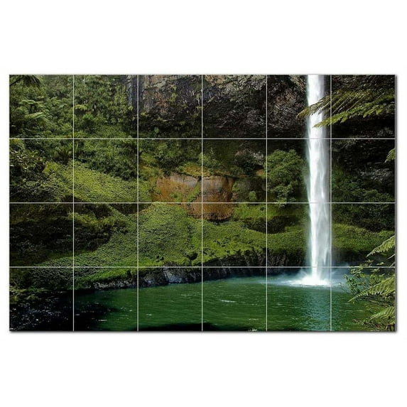 Waterfalls Ceramic Tile Mural Kitchen Backsplash Bathroom Shower, 401829-L64