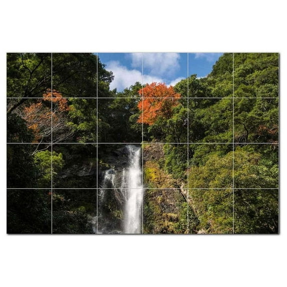 Waterfalls Ceramic Tile Mural Kitchen Backsplash Bathroom Shower, 401856-XL64