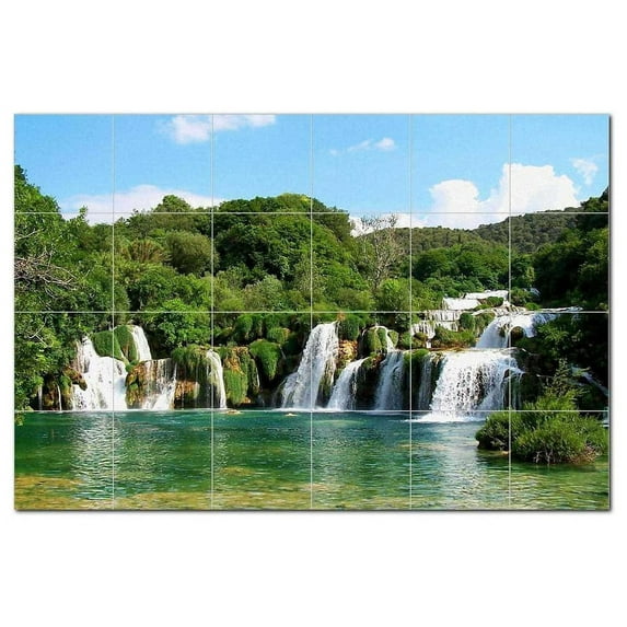 Waterfalls Ceramic Tile Mural Kitchen Backsplash Bathroom Shower, 401860-XL64