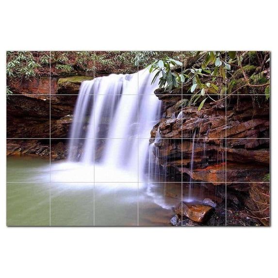 Waterfalls Ceramic Tile Mural Kitchen Backsplash Bathroom Shower, 401873-XL64