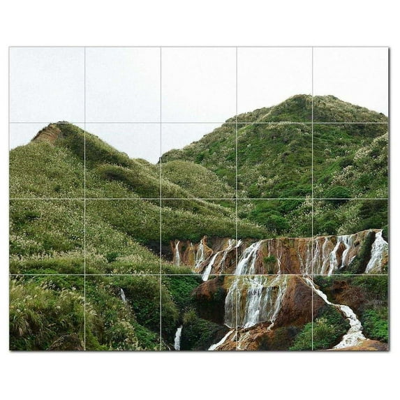 Waterfalls Ceramic Tile Mural Kitchen Backsplash Bathroom Shower, 401894-L54