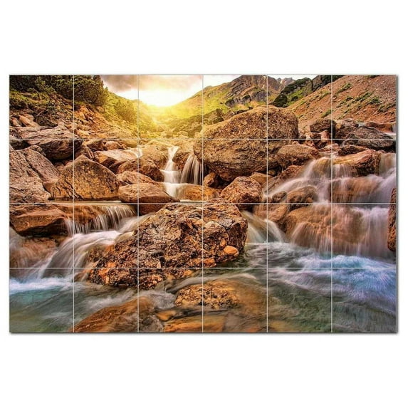 Waterfalls Ceramic Tile Mural Kitchen Backsplash Bathroom Shower, 401908-L64