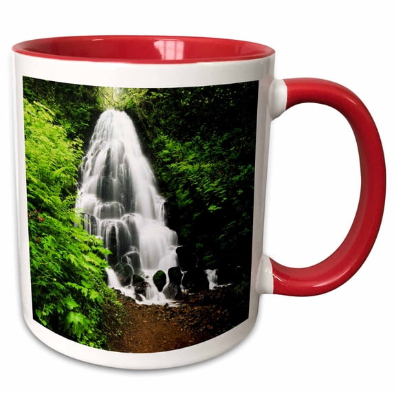 3drose, Waterfalls, Columbia River Gorge, Oregon, Usa - Us38 Swe0041 - Stuart Westmorland, 11oz Two-tone Red Mug