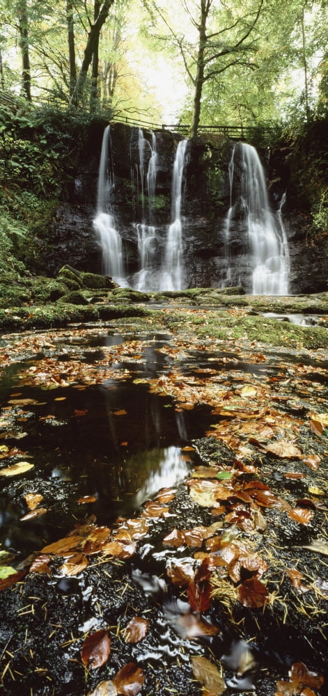 Waterfalls During The Autumn Glenoe Co Antrim Canvas Art - The Irish Image Collection Design Pics (20 x 44)