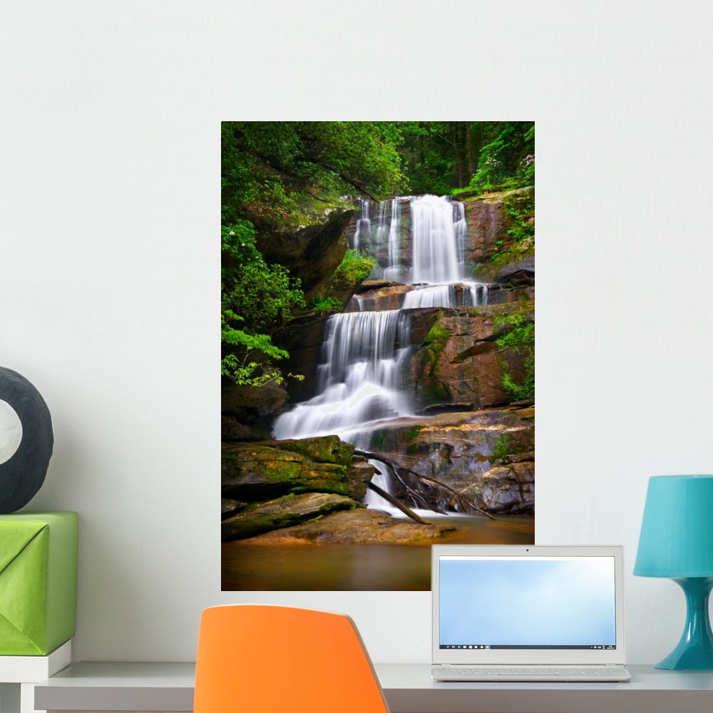 Waterfalls Nature Landscape Blue Wall Mural by Wallmonkeys Peel and ...