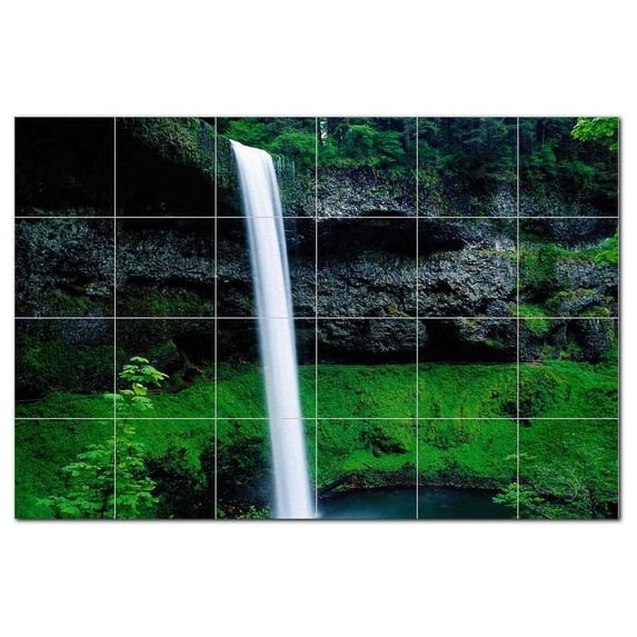 Waterfalls Photo Ceramic Tile Mural Kitchen Backsplash Bathroom Shower, 406223-M