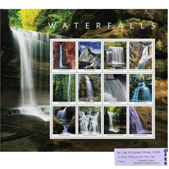 Waterfalls USPS Forever Postage Stamps 1 Sheet of 12 US Postal First Class Nature Rock River Park Party Announcement Celebration Anniversary Wedding (12 Stamps)