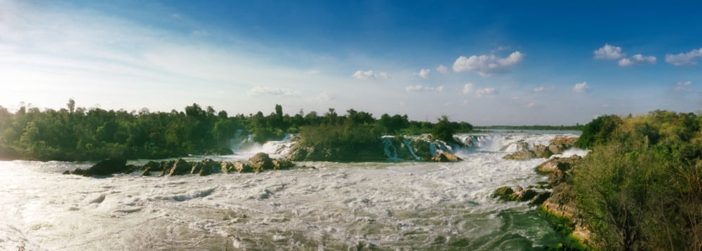 Waterfalls of Si Phan Don Mekong River Champasak Province Laos Canvas Art - Panoramic Images (7 x 18)