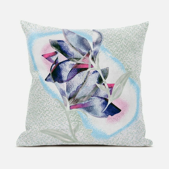 Amrita Sen Waterflower Indoor/Outdoor Pillow in Mint Blue Pink 20x20