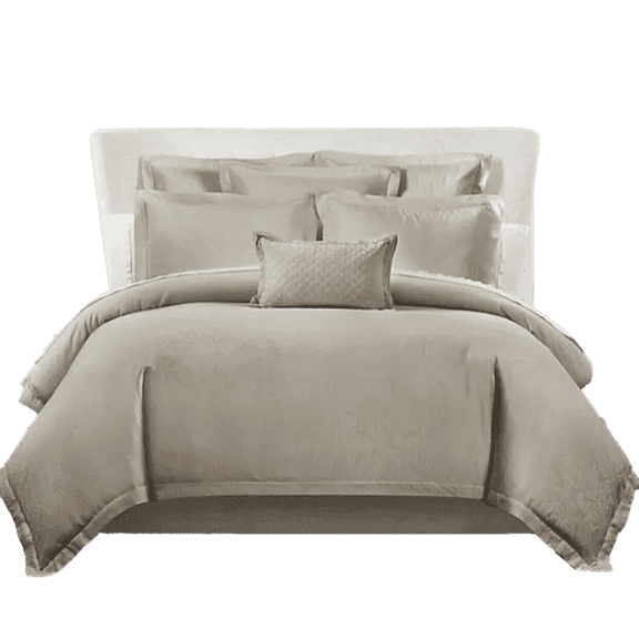 Waterford Thayer Queen Duvet Cover for Adults in Beige Jacquard Paisley, 300 Thread Count