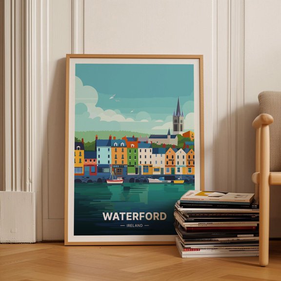 Waterford Ireland City Map Wall Art, Unframed Canvas 24x36in