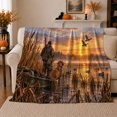 thumbnail image 1 of Waterfowl Hunter Retriever At Sunset Marsh Tranquil Outdoor, Peaceful Artistic Scene, Warm Flannel Blanket for Cabin and Lodge, Animal Lovers person's Day Gift, Artistic Home Decor, 1 of 9