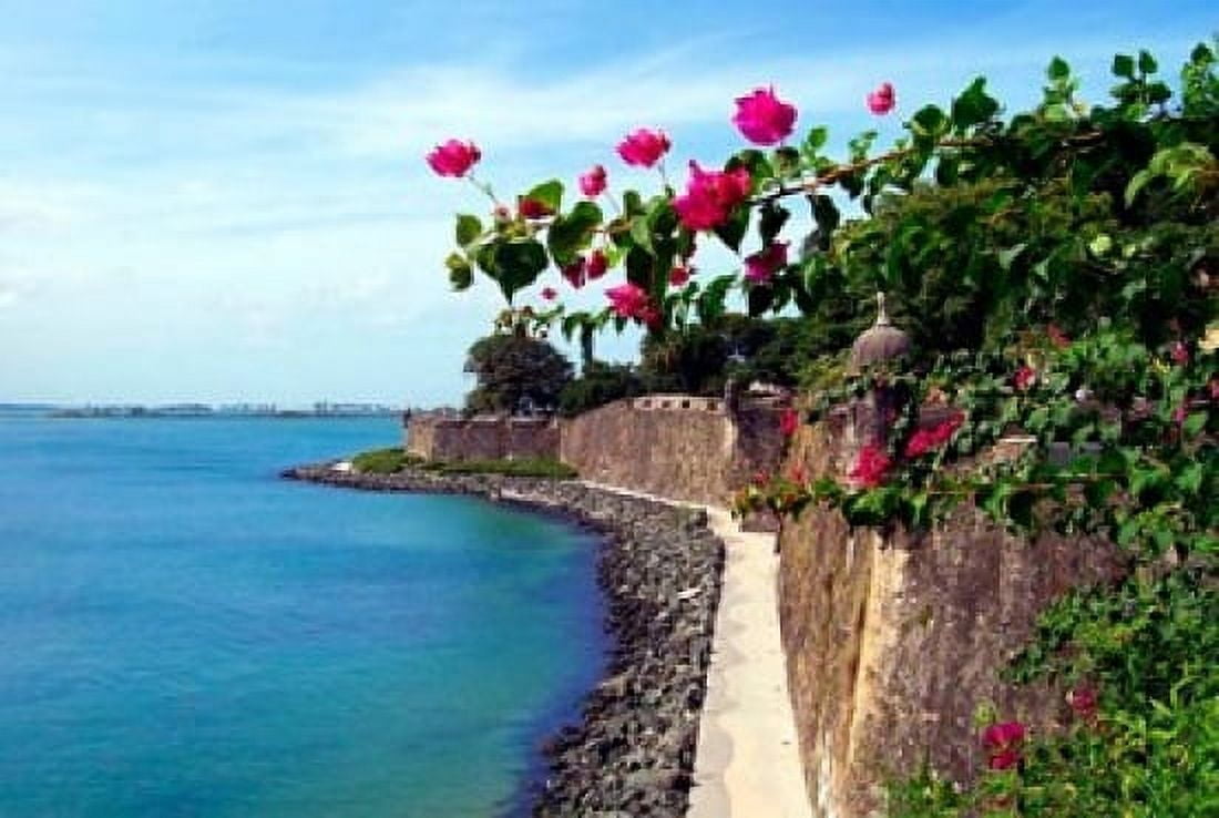 Waterfront Walkway Fort San Felipe del Morro San Juan Puerto Rico Canvas Art - Miva Stock DanitaDelimont (27 x 18)