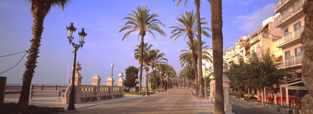 Waterfront walkway Sitges Barcelona Catalonia Spain Canvas Art - Panoramic Images (36 x 12)