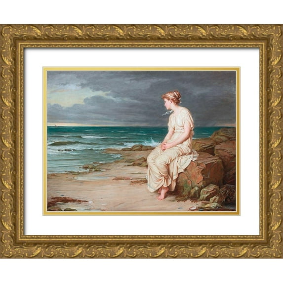 Waterhouse, J. W. 24x19 Gold Ornate Wood Framed with Double Matting Museum Art Print Titled - Miranda