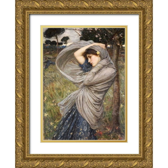 Waterhouse, John William 11x14 Gold Ornate Wood Framed with Double Matting Museum Art Print Titled - Boreas
