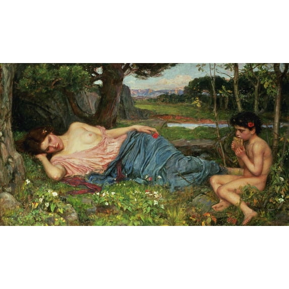 Waterhouse "Listen to My Sweet Pipings" (1911) Glossy Poster
