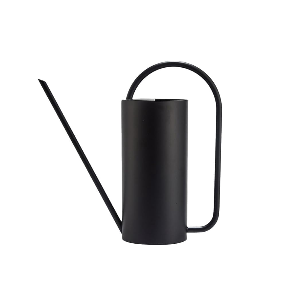 Watering Can, 50 oz/1.5L Stainless Steel Watering Can Pot with Long Spout, Garden Watering Cans with Comfortable Handle for Indoor House Plants Bonsai Flower Decorative - BLACK