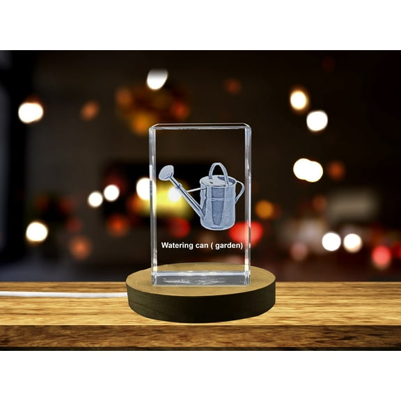 Watering Can Immortalized in 3D Engraved Crystal