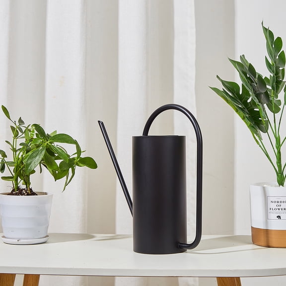 Watering Can Indoor Outdoor 1500ml Large Capacity Stainless Steel Kettle with Long Spout for Gardening Bonsai and, 10 cmx27 cmx27 cm, Black