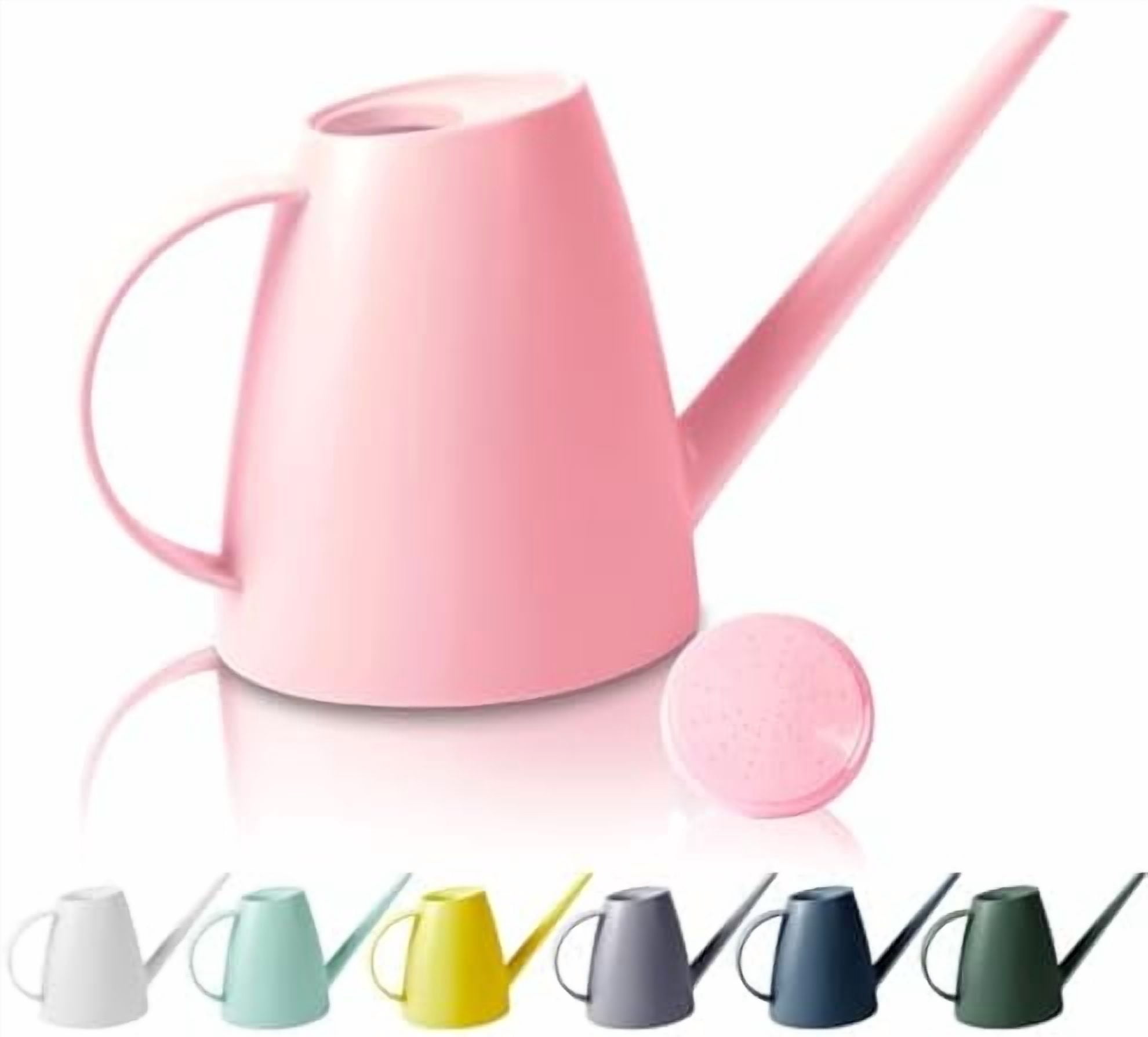 Watering Can for Indoor Outdoor Plants, Modern Small Watering Cans with Removable Nozzle, Long Spout Watering Can for Indoor Bonsai Plants Garden Flowers 1/2 Gallon 1.8L 60OZ (Pink)