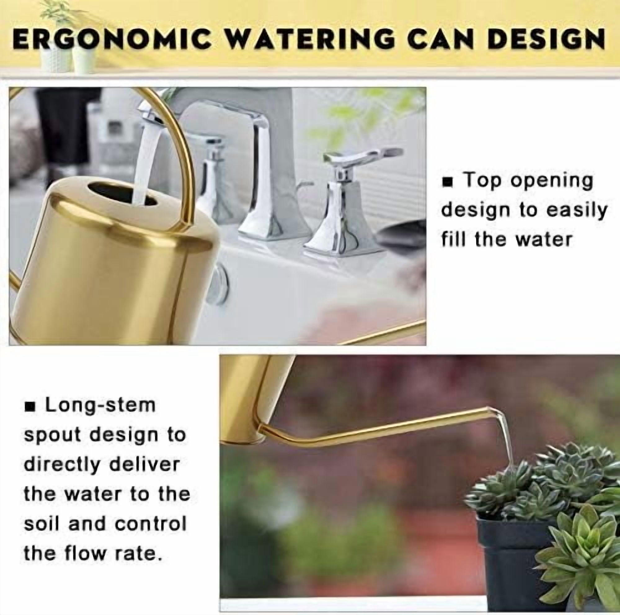 Watering Can Indoor Outdoor Stainless Steel Watering Cans for House Plants Long Spout Water Can for Succulent Bonsai Garden Flower(40oz/1300ml) Watering Can