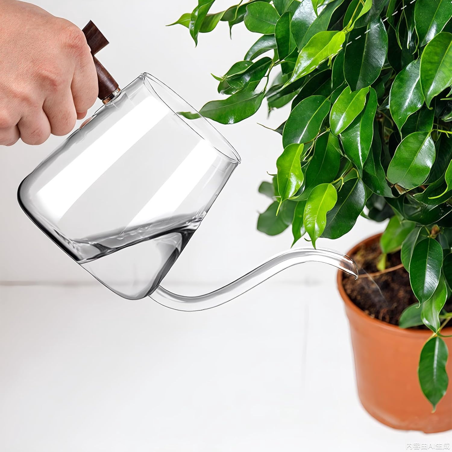 Watering Can Indoor Plants, 27 OZ Glass Can, Long Curved Spout, Suitable for Bonsai Garden Flower Decoration