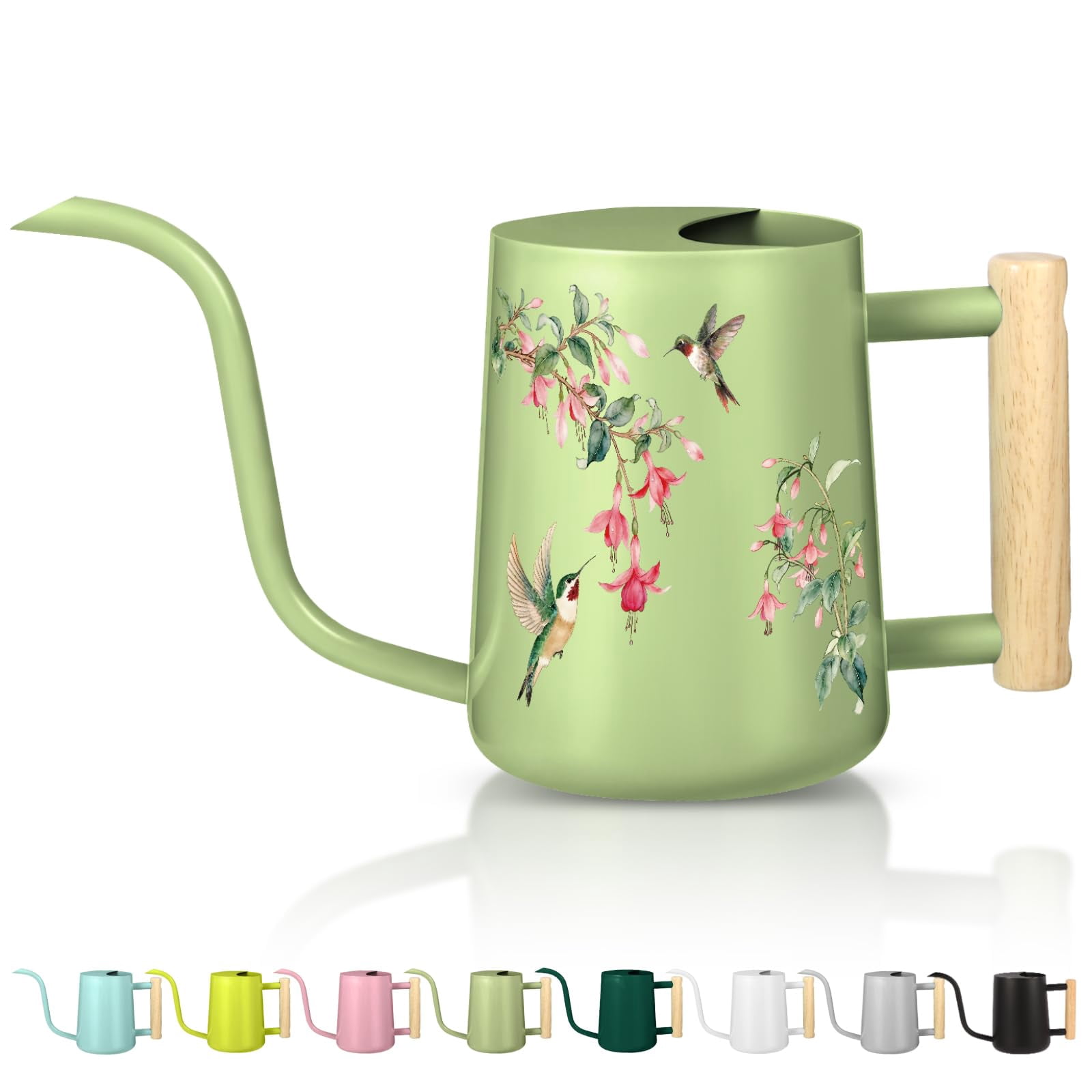 Watering Can Indoor Plants, 35oz Small Stainless Steel Metal Watering Can Modern Decorative Watering Pot with Long Spout for Indoor House Plant Bonsai Garden Flowers (Copper) - SAGA GREEN 1