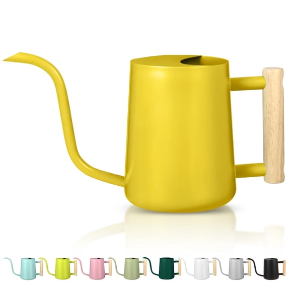 Watering Can Indoor Plants, 35oz Small Stainless Steel Metal Watering Can Modern Decorative Watering Pot with Long Spout for Indoor House Plant Bonsai Garden Flowers (Copper) - YELLOW