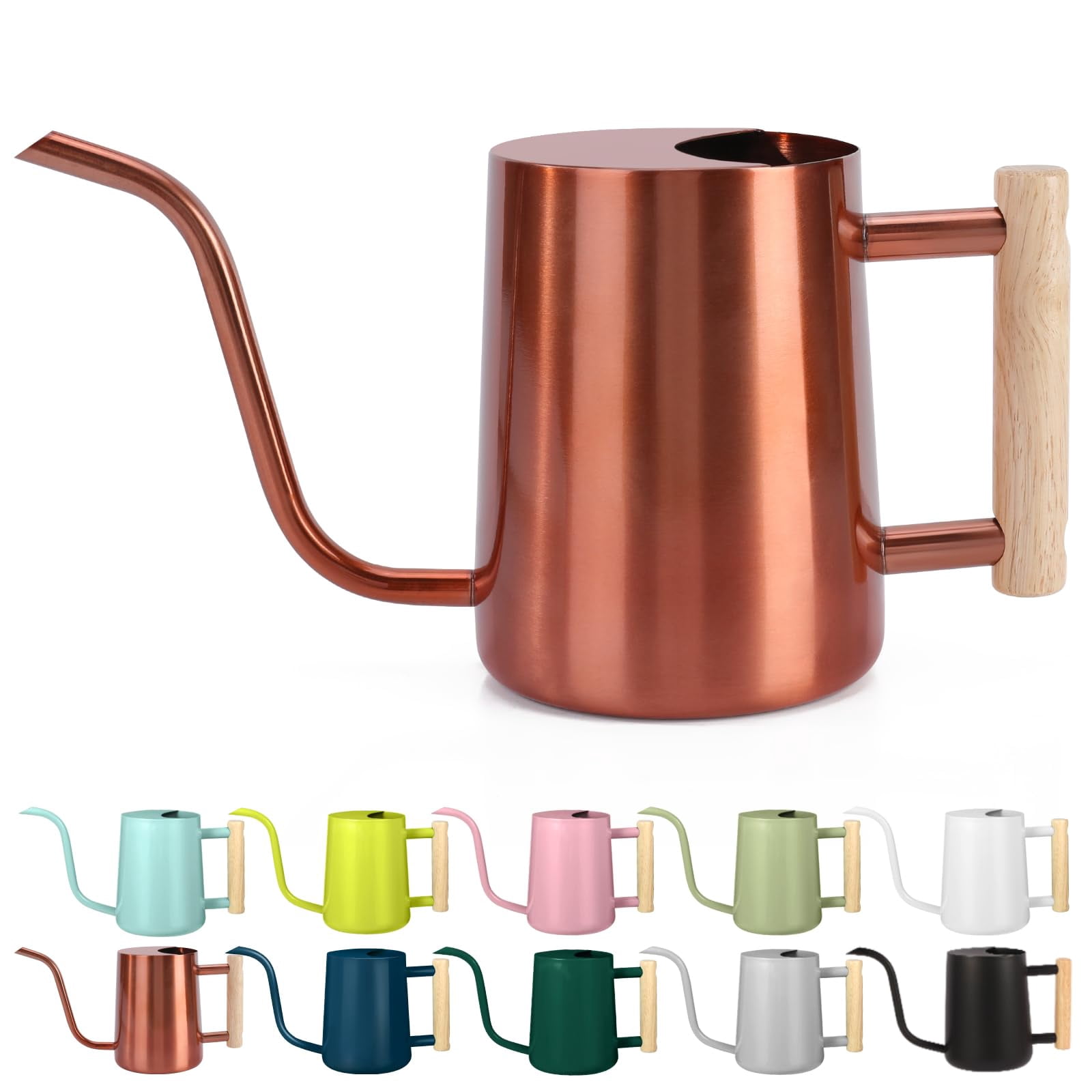 Watering Can Indoor Plants, 35oz Small Stainless Steel Metal Watering Can Modern Decorative Watering Pot with Long Spout for Indoor House Plant Bonsai Garden Flowers (Copper) - COPPER