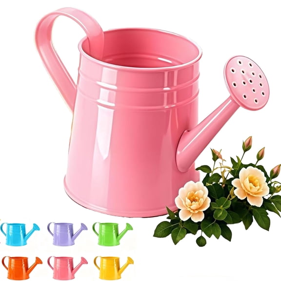 Watering Can Metal, Vintage Sprinkling Can with Removable Spout, Galvanized Steel Water Cans (Pink)