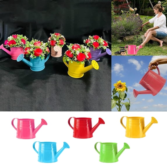 Watering Can, Metal Watering Can, 6X8 In, Blue, Iron Construction, Handle Grip, Indoor Plant Watering Can, Decorative Yard Garden, Garden Tool, 1 Pc