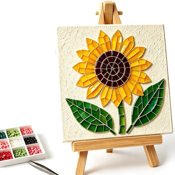 Watering Can Mosaic Art Kit, Garden Floral Mosaic Art DIY Craft Kit, Craft Set, Handmade Home Ornament for Adults Beginner