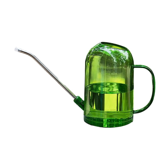 Watering Can Small, Indoor Plant Watering System, Clear Plastic, Plastic, Stainless Steel, 68 Oz, Long Spout, Green, Measuring, Handle, Container Gardening, Plant, Jug