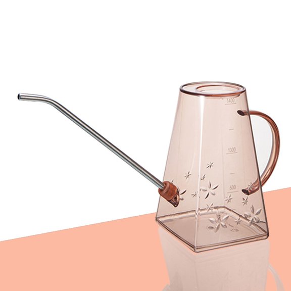 Watering Cans for Home Gardening - Transparent Long Mouth Watering Pot with Pattern Water Bottle Style for Care, 33 cmx10.5 cmx18 cm, Pink