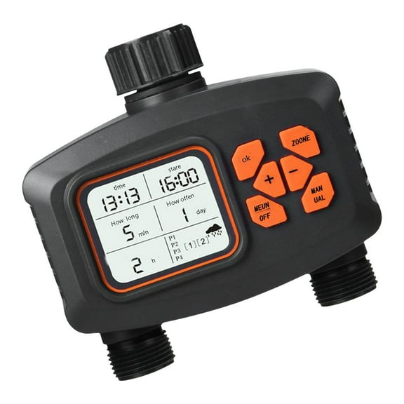Watering Timer Automatic Two Zone Hose Timer for Garden Greenhouses Plant Irrigation Systems Watering Controller