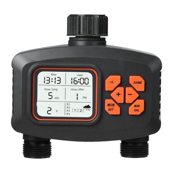 Watering Timer Automatic Two Zone Hose Timer for Garden Greenhouses Plant Irrigation System Watering Controller