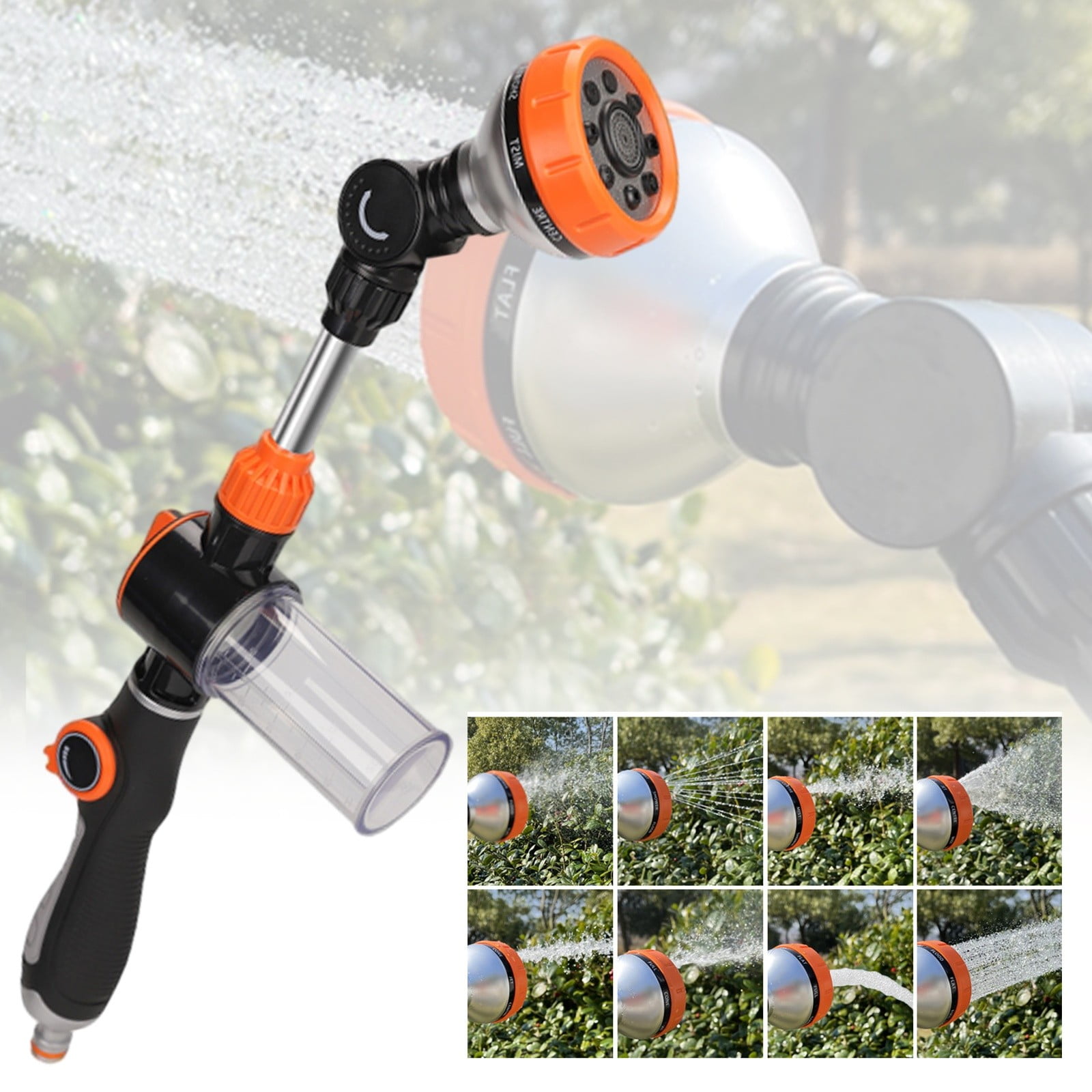 Watering Wand Alloy Garden Hose Wand With 8 Spray Patterns Hose Nozzle