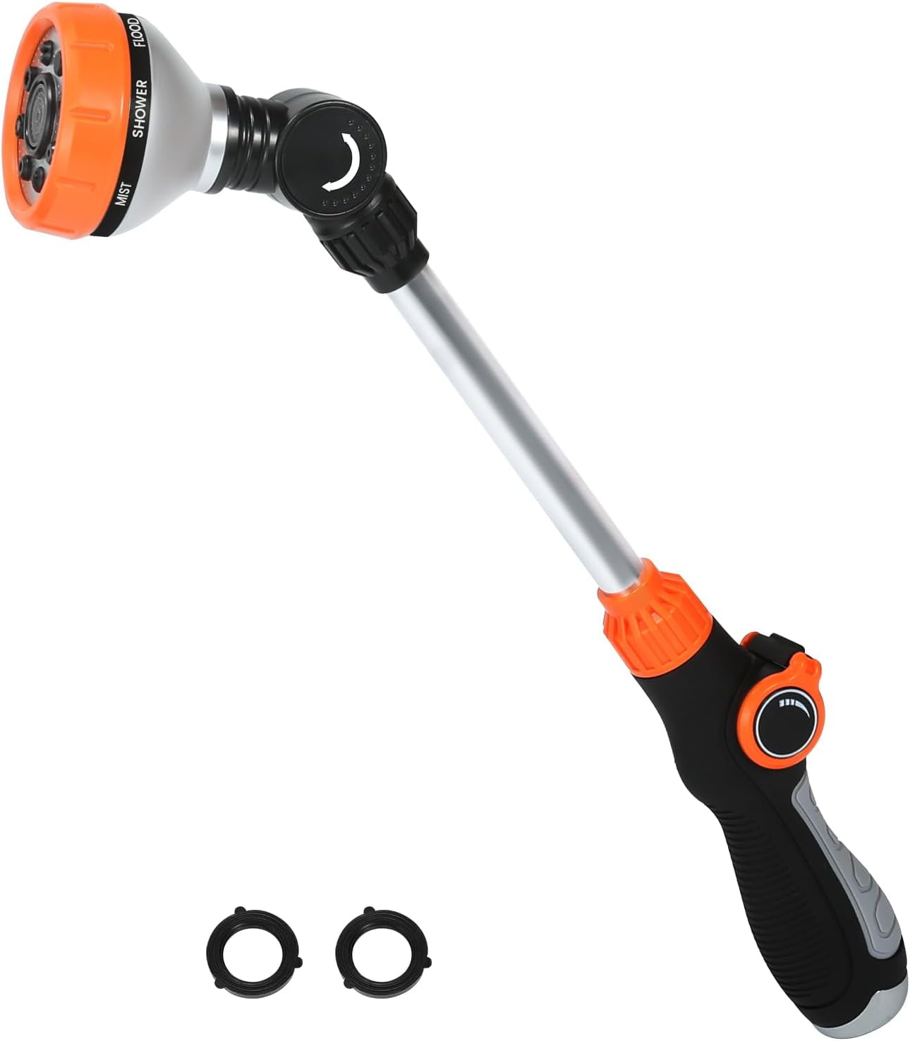 17.5 Inch Orange and Black Aluminum Watering Wand with 8 Spray Patterns