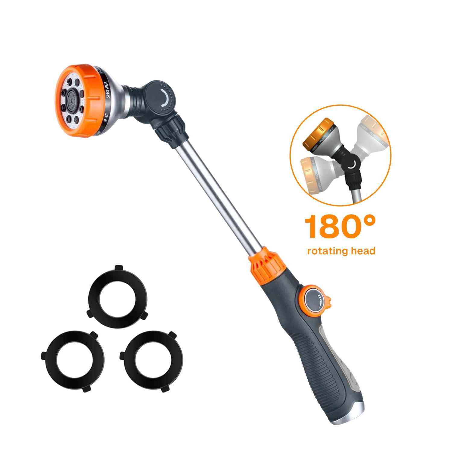 BN-LINK Watering Wand,8 Spray Patterns, 180° Adjustable Rotating Head ...