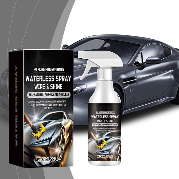 Waterless Car Cleaner Spray 60ml, No Rinse Wash for Stain and Fingerprint Removal, Bird Droppings and Brake Dust, for and Rims