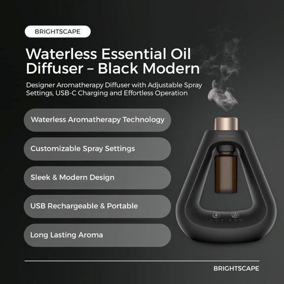 Waterless Diffuser – Battery Operated Hotel Scent Diffuser – Portable Cordless Aromatherapy for Home Bathroom Office – 300 Sq Ft Coverage with 2x0.33 fl Oz Fragrances