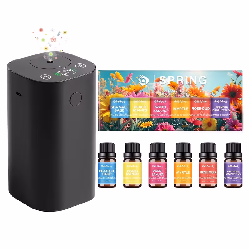 Waterless Diffuser for Essential Oil,  Air Freshener Diffuser Mini Scent Machine Battery Operated 4 Mist Level 1/2/3/4/6H Timers Auto-off for Car Bedroom Hotel