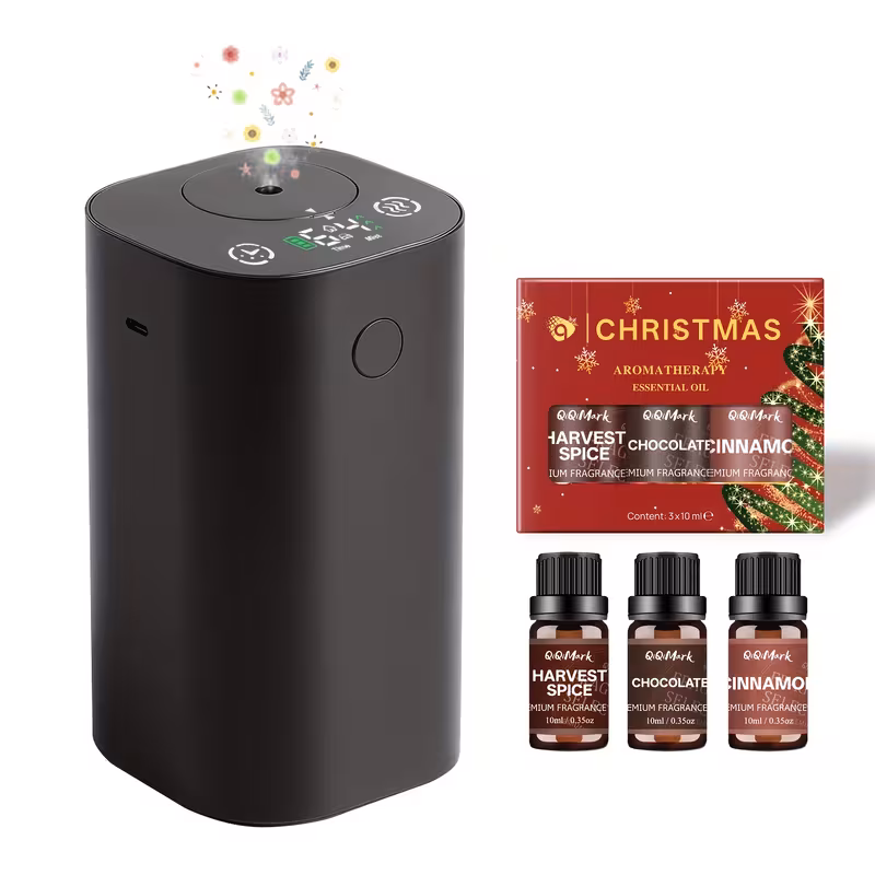 Waterless Diffuser for Essential Oil, Rechargeable Scent Diffuser Machine, 0.7fl.oz./ 20ml Capacity, Mini Scent Air Machine, 4 Countdown Timers & 4 Mist Levels for Home, Room, Car, Office, Black