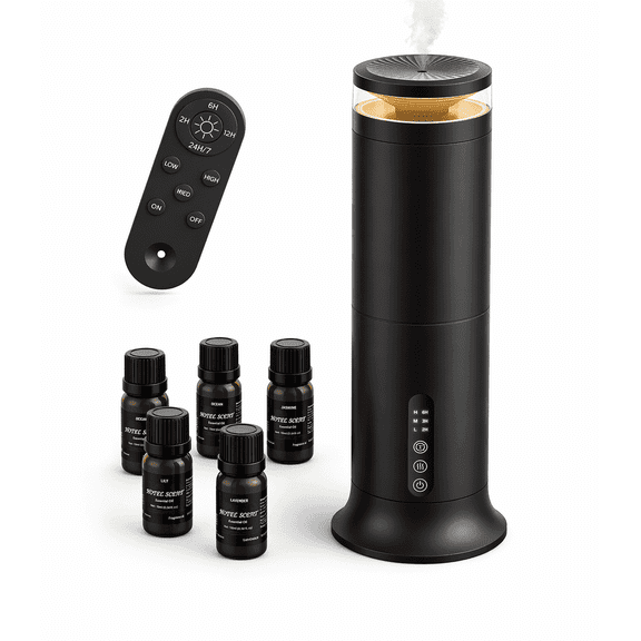 Wireless Waterless Hotel Scent Diffuser Includes Discovery kit 100ml for Large Room up to 2000 Sq.ft, Remote & Touch Control, Home, Office, Spa, Aromatherapy, Black